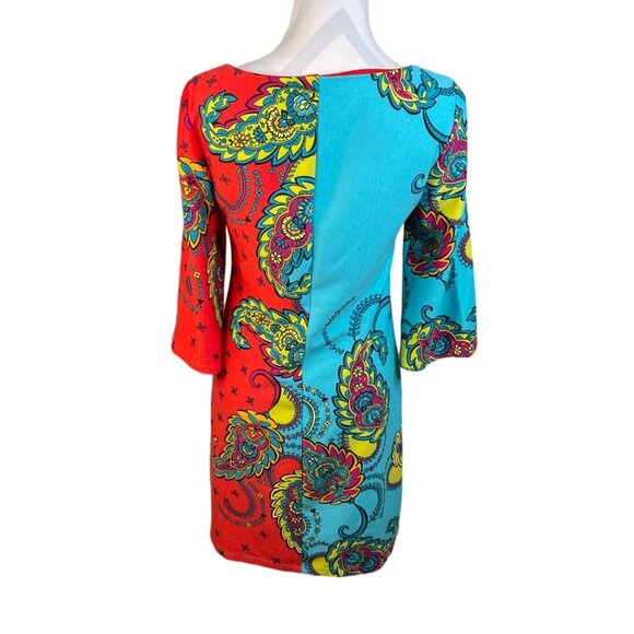 Muse Womens Red & Blue Paisley Dress Size 4 - Picture 3 of 6
